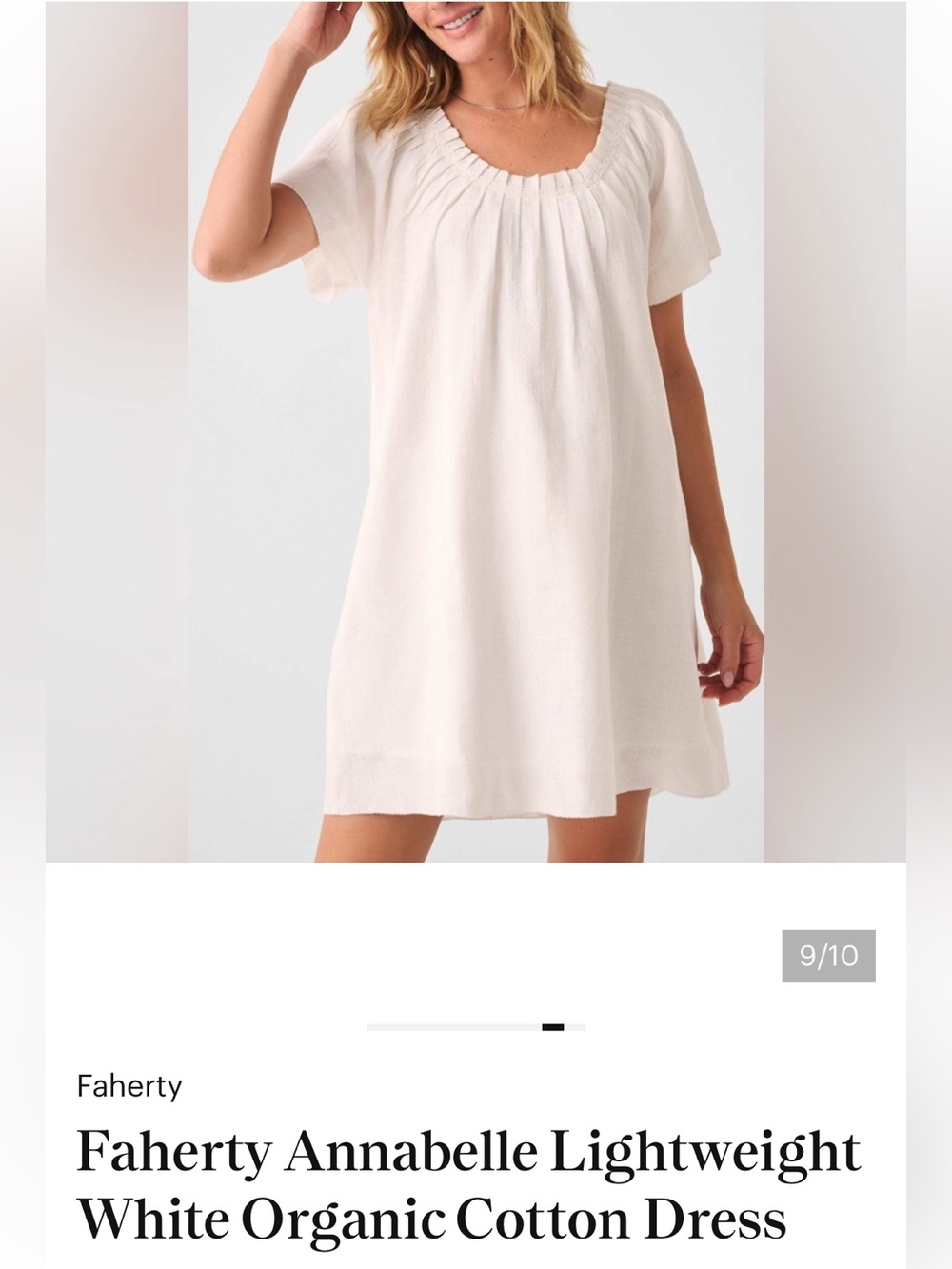 Faherty Annabelle Lightweight White Organic Cotton Dress
